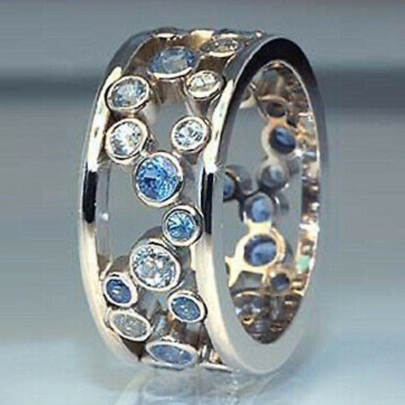 925 sterling silver blue sapphire ring - Picture 2 of 8